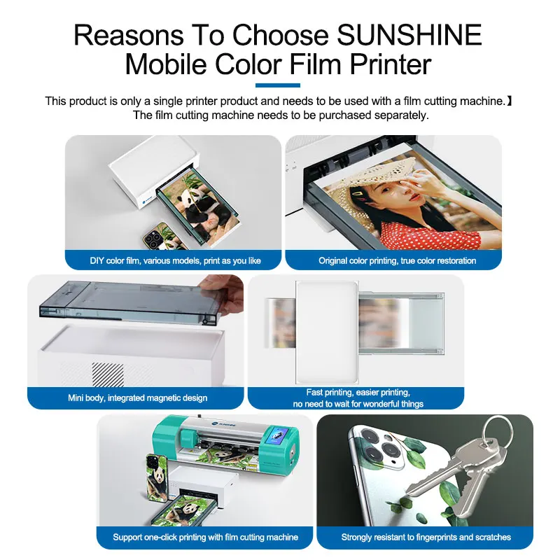 SUNSHINE C1 Mini Mobile Phone DIY Color Film Printer WiFi Direct Connection for Film cutting machine Series under to 7.5 inches