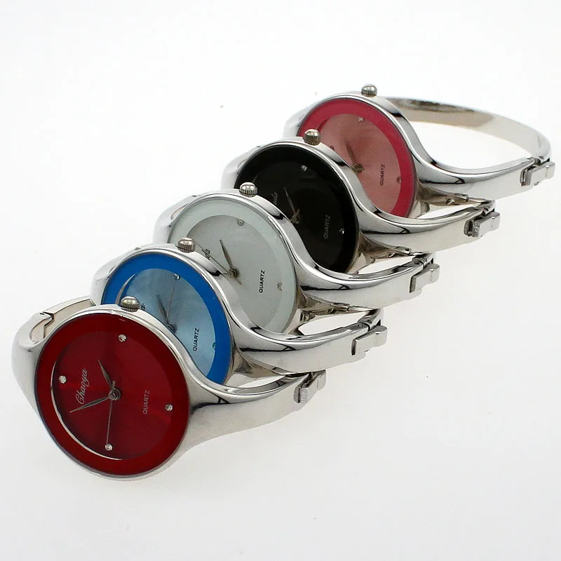 New Women Cuff Watch Fashion Casual Round Lady Women Bracelet Girls Watches Gold Stainless Steel Quartz Watch Reloj Mujer