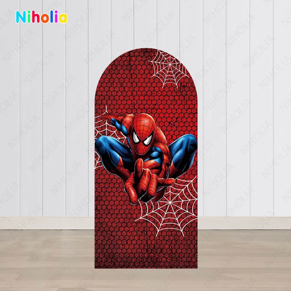 Spiderman Arch Backdrop Super Hero Polyester Cover Kids Birthday Decoration Party Photograph Background Baby Shower Photo Booth