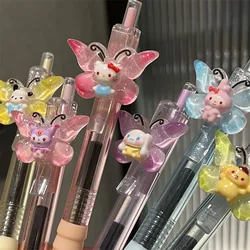 6Pcs Sanrio Hello Kitty Cinnamoroll Gel Pen Students Sign Pen Push Action Pens Kuromi My Melody Diy St0.5 Gel Pen Learning Tools