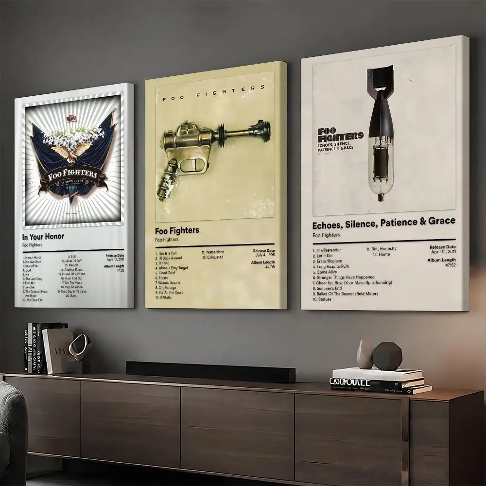 Foo F-Fighters Music Album Painting Calligraphy HD Modern Style Inner Frame Canvas Poster Bedroom Room Hallway Wall Art Decor