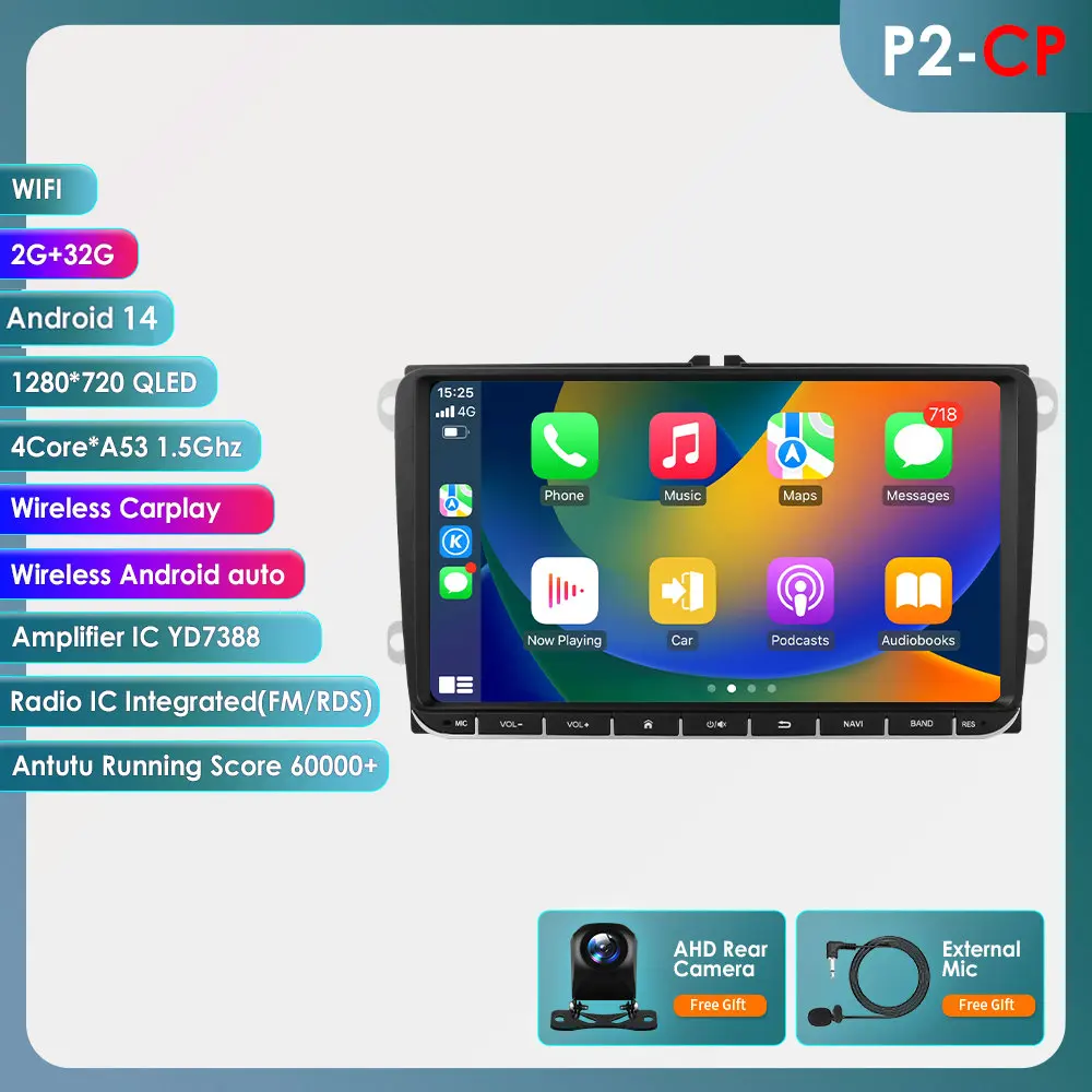 8 + 128G Dsp Radio 2din Auto Multimedia Gps Voor Vw Passat B6 T5 B7 B8 Golf 5 6 Caddy Polo T5 Touran Android Auto Carplay Dab Rds Bt