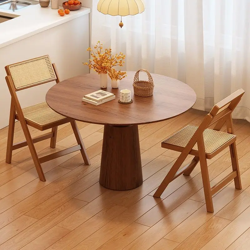

Минималистичный складной стул и стол для дома, утолщенные, в средневековом стиле, из бамбука и ротанга, для отдыха, обеденный стул из массива дерева