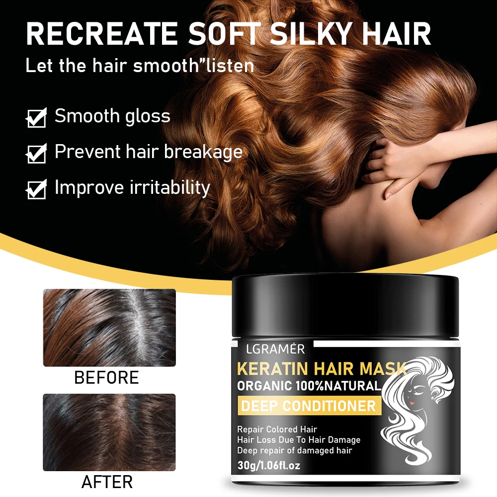 Keratin Hair Mask For Damage Hair Magical Treatment Frizzy Soft Smooth Shiny Professional Hair Straighten Conditioner Scalp Care