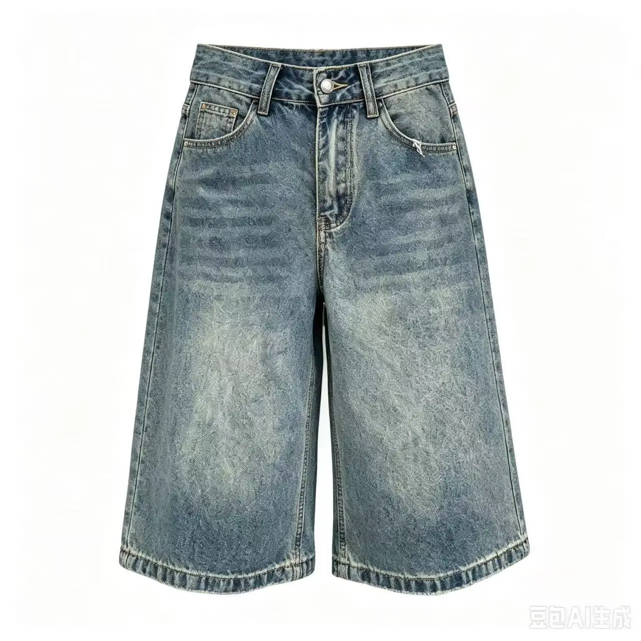 Women's denim cropped wide-leg pants for summer vintage blue high-waisted loose-fitting slimming versatile and durable