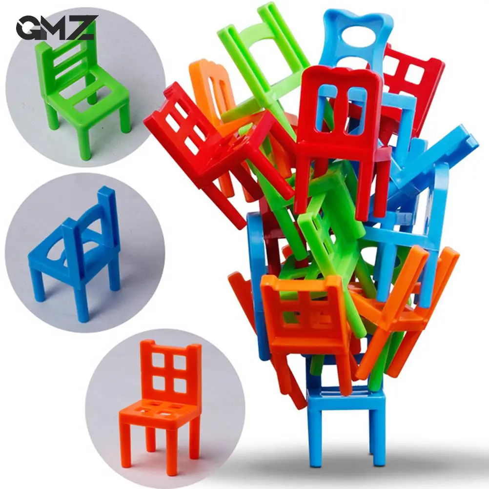 Family Board Game Children Educational Toy Balance Stacking Chairs Chair Stool Game 18 PCS Chair monkey deal