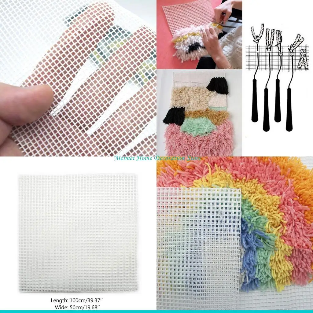

H7BF 50x100cm Mesh Cloth for Latch Hook Rug Hooking Making Tapestry Canvas DIY Tool