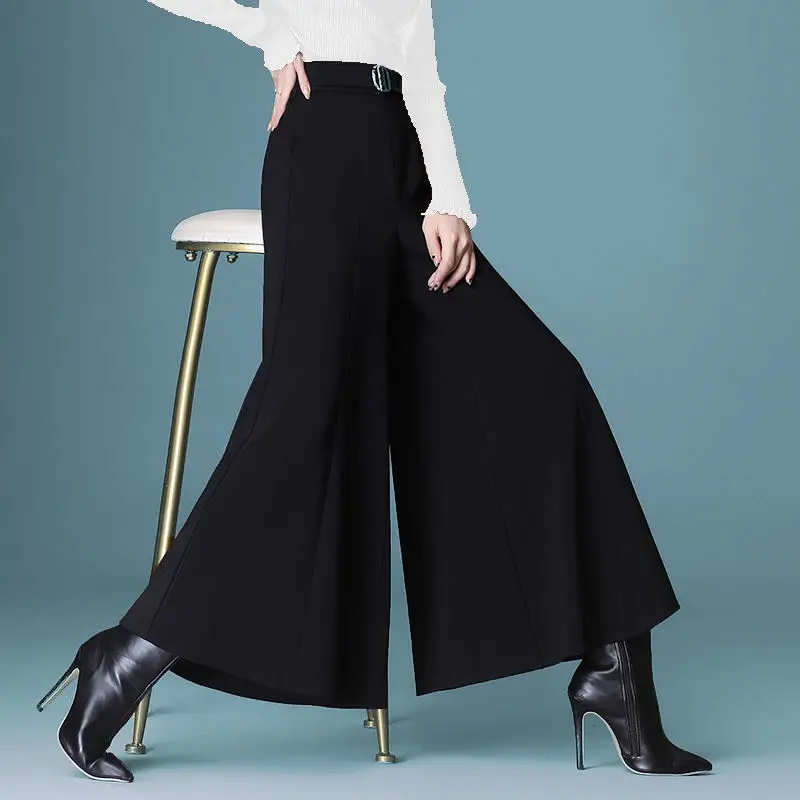 Office Lady Fashion Black Oversize Suit Pants Spring Autumn Big Size Elastic High Waist Women Korean Streetwear Casual Trousers