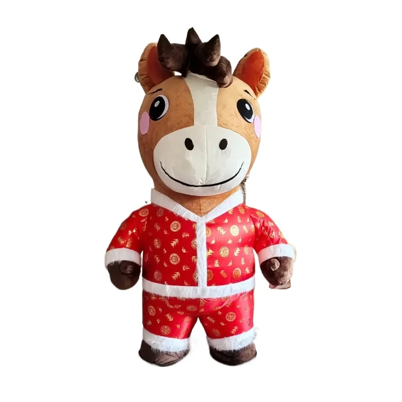 

Надувной костюм-маскот Гигантской Лошади для взрослых в традиционной китайской одежде для новогодних и карнавальных вечеринок
