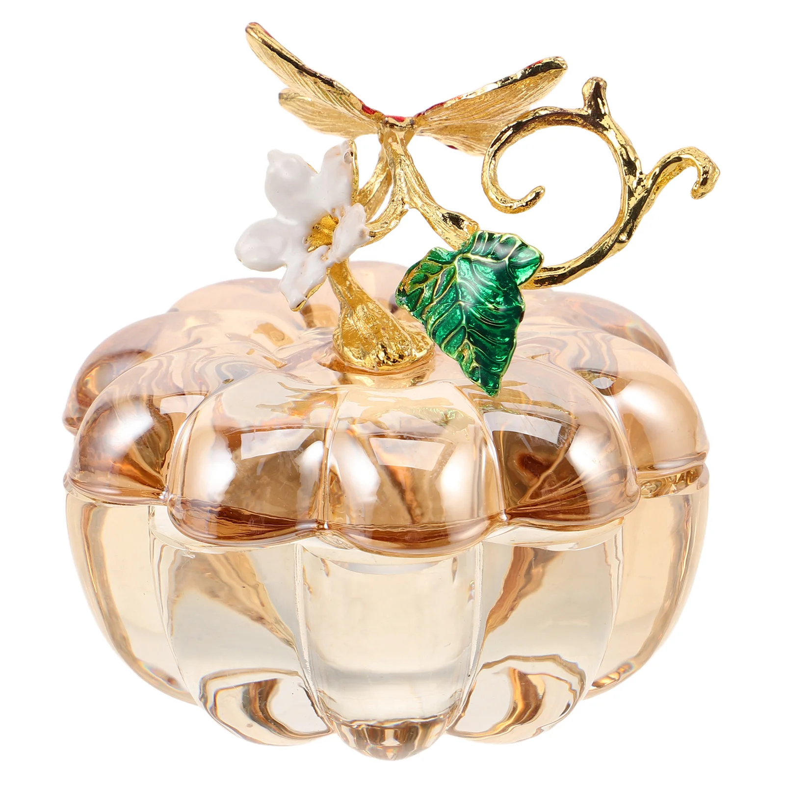 

Pumpkin Crystal Jar Decorative Box Transparent Glass Jewelry Organizer Candy Dish Food Storage Container Pumpkin Jewelry Jar