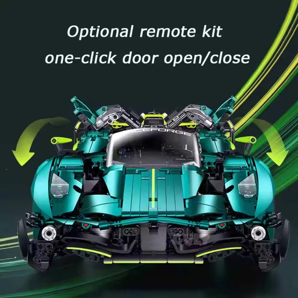 1:8 Martin Valkyrif Hypercar Building Blocks  Electroplated Green Sports Car Model MOC Technic Bricks Toy Gift for Adult 3328Pcs
