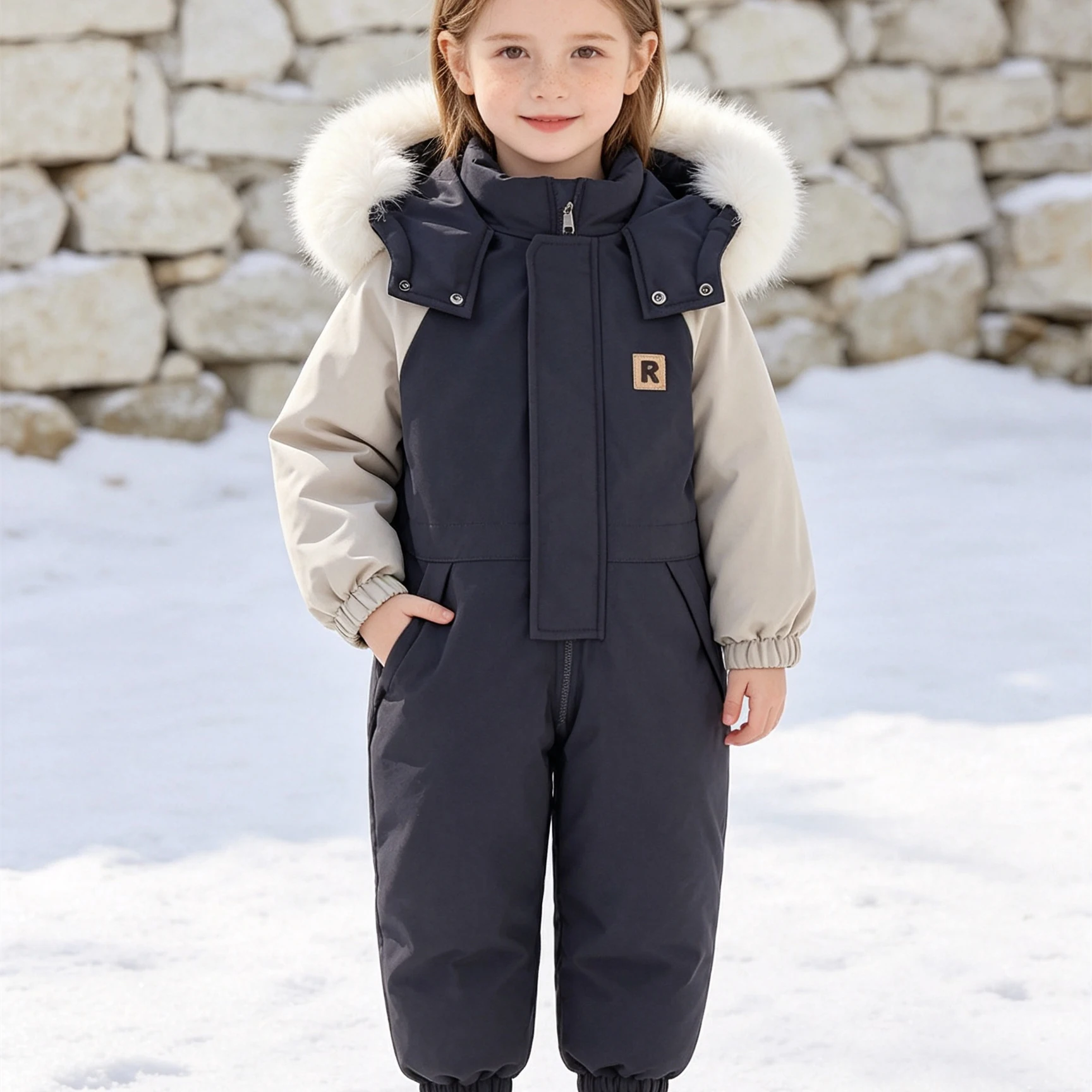 Russia Winter Baby Ski Suit Plus Velvet Baby Jumpsuit Boys Overalls Warm Kids Clothes Waterproof Children Clothing Set 1-5 Years