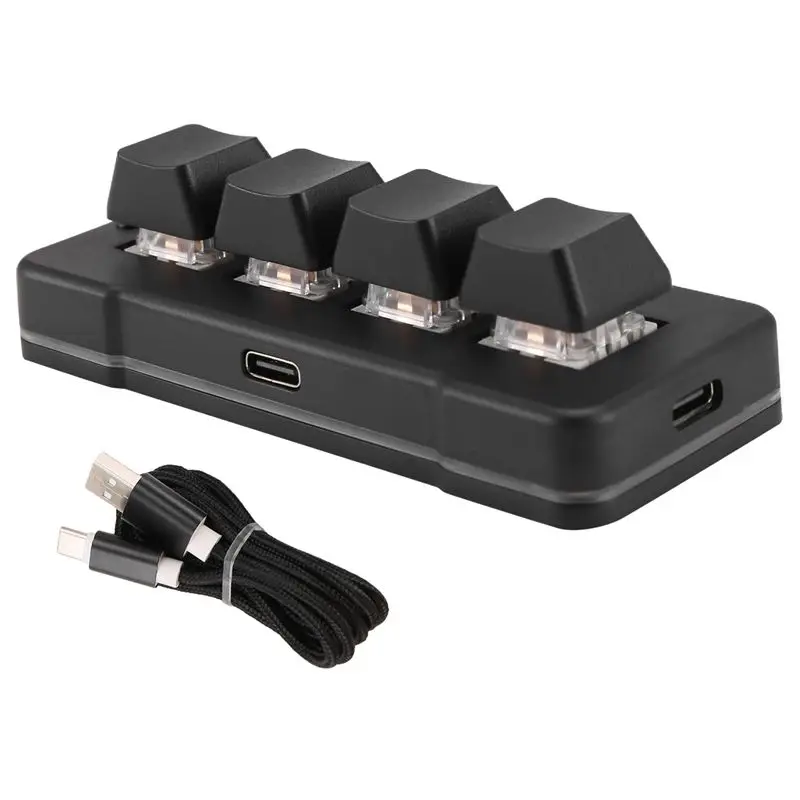 AY14 -MK424U 4-Key Mini Customized Keyboard With Mechanical Blue Switch USB Connection For Office Game Multimedia
