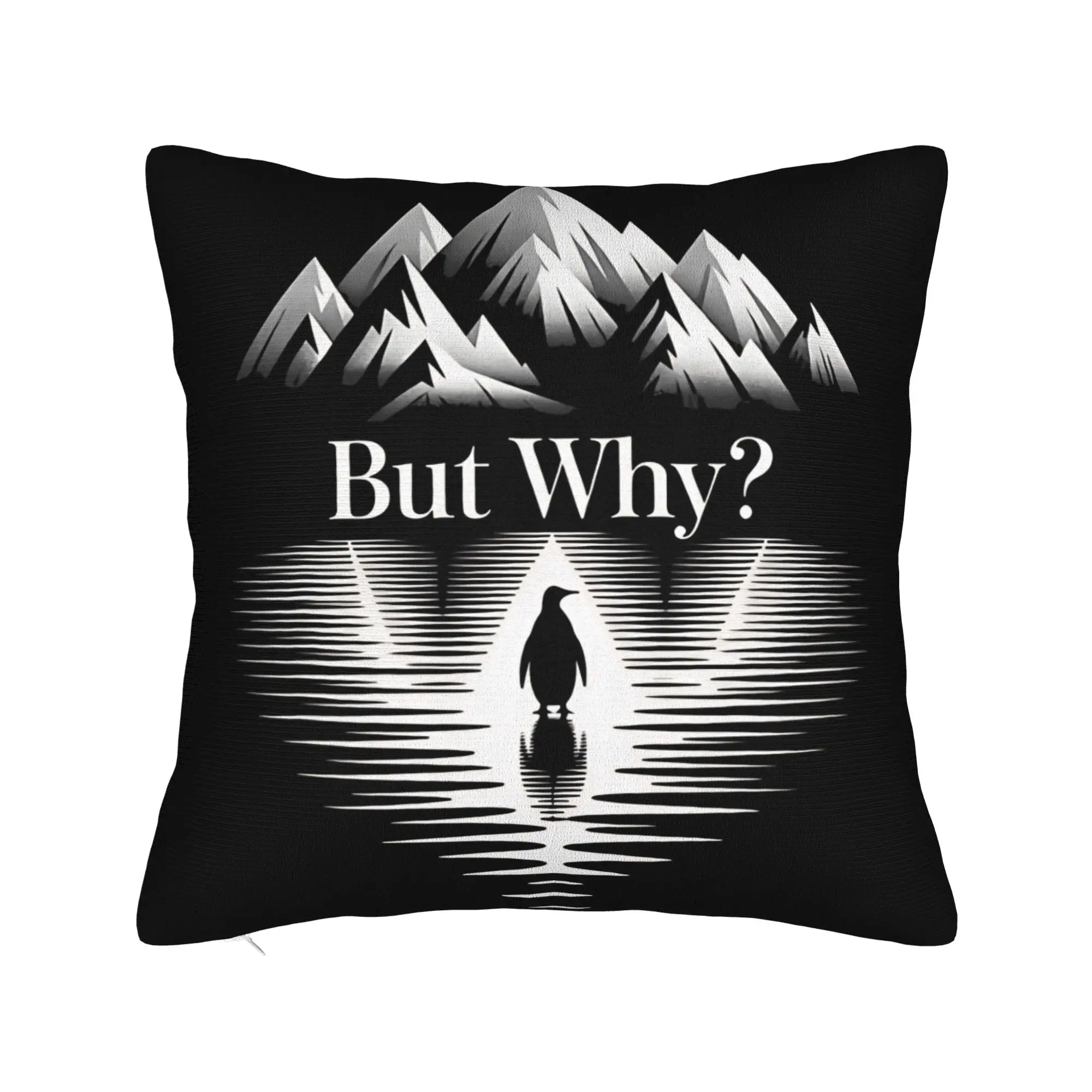 Pillow Case But Why Penguin  Abstract Arctic Animal Silhouette Design Design  Pillow Cover For Sofa Home Decor Funny Pillowcases