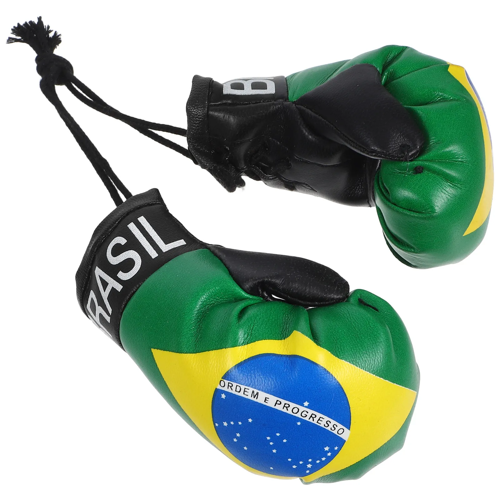 1Pair Miniature Boxing Gloves Brazil Flag Key Ring Pendant Hanging Decoration for Car Accessories Keychains Gear