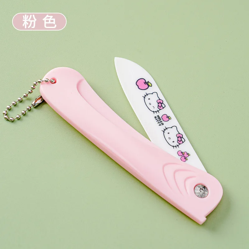 Sanrio Hello Kitty Kuromi-cuchillo plegable de cerámica, Mini pelador de alimentos portátil de viaje para el hogar, Cinnamoroll