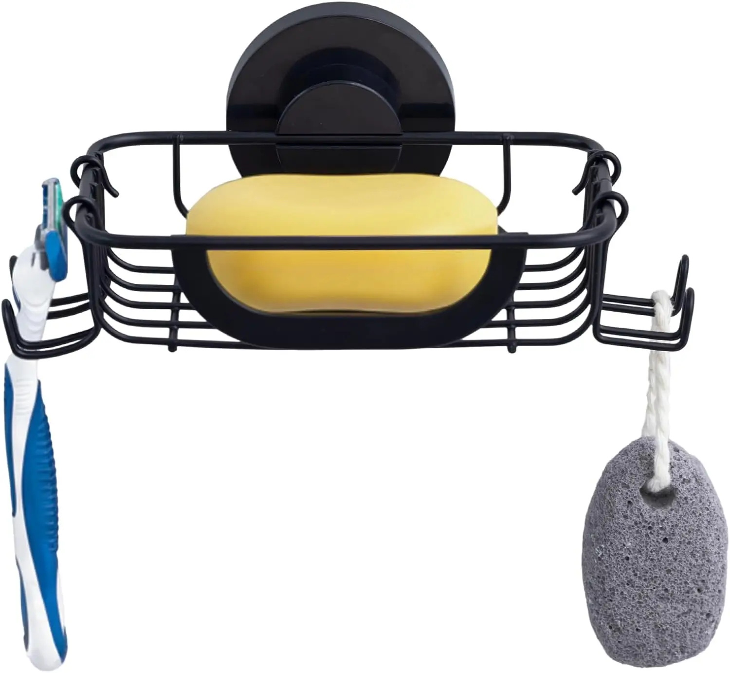 

Stainless Steel Soap Dish with Hooks, Rustproof Drill-Free Holder for Shower and Kitchen