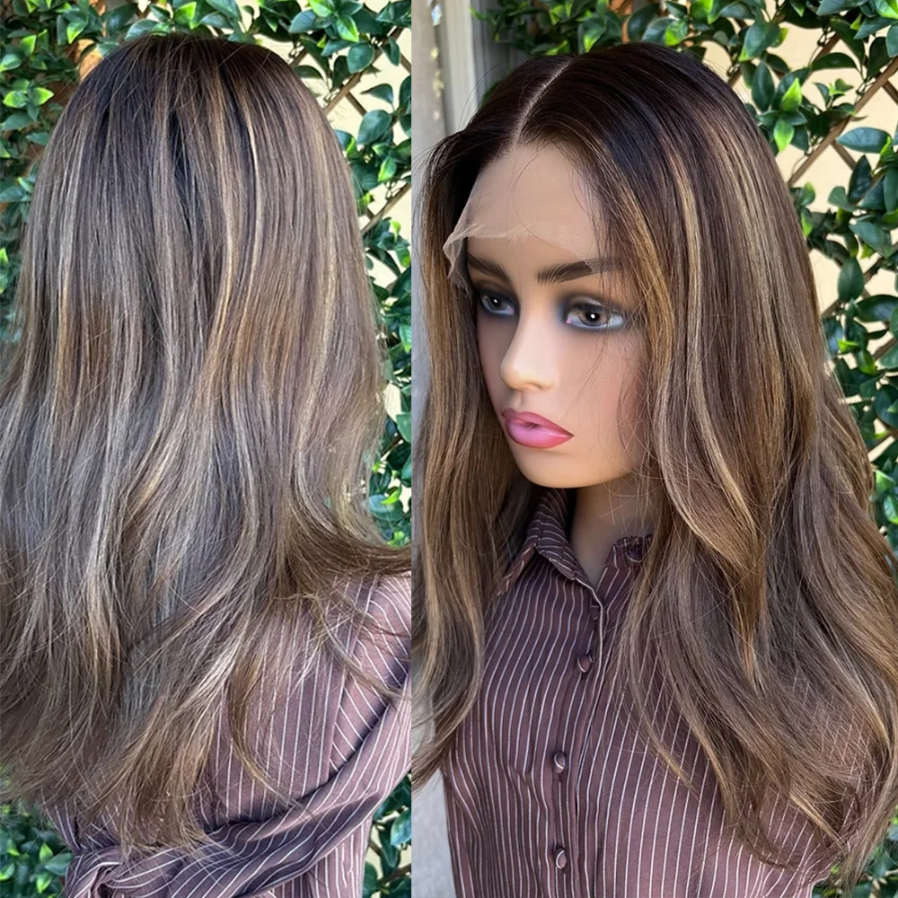 New In Dark Brown 13X4 Synthetic Lace Front Wig for Women Pre-Plucked Brunette Lace Frontal with Baby Hair Natural Hairline Wigs