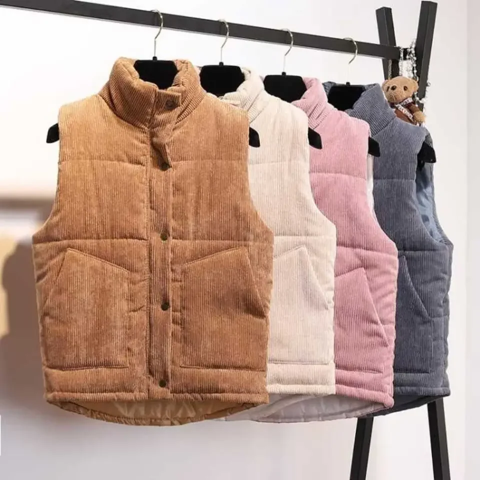 

Jacket Vest Corduroy Vest Women's Autumn Winter Loose Short Cotton Coat Vest Coat Chaleco Mujer