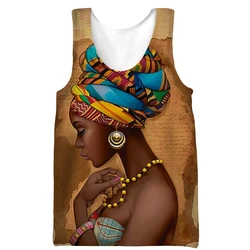 2024 Harajuku African Girls Pattern Vest Daily Fitness Men Tank Top Sleeveless Funny Undershirt Round Neck Men Clothing y2k Tops