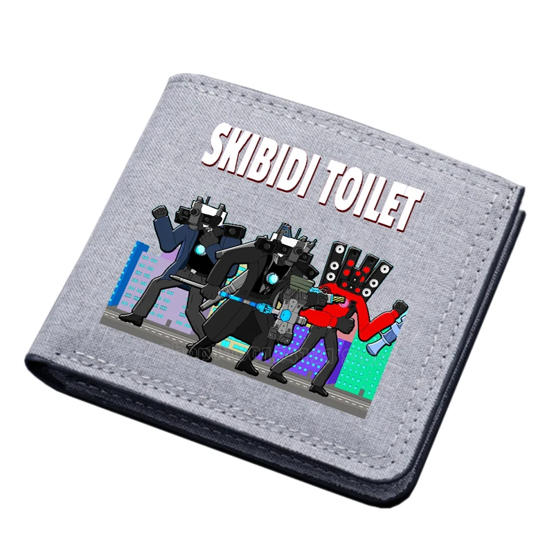 Skibidi Toilet Canvas Wallet TV Man Short Folding Purse Men Card Holder Credit Card Case Coin Purses Multifunction Wallets Gifts