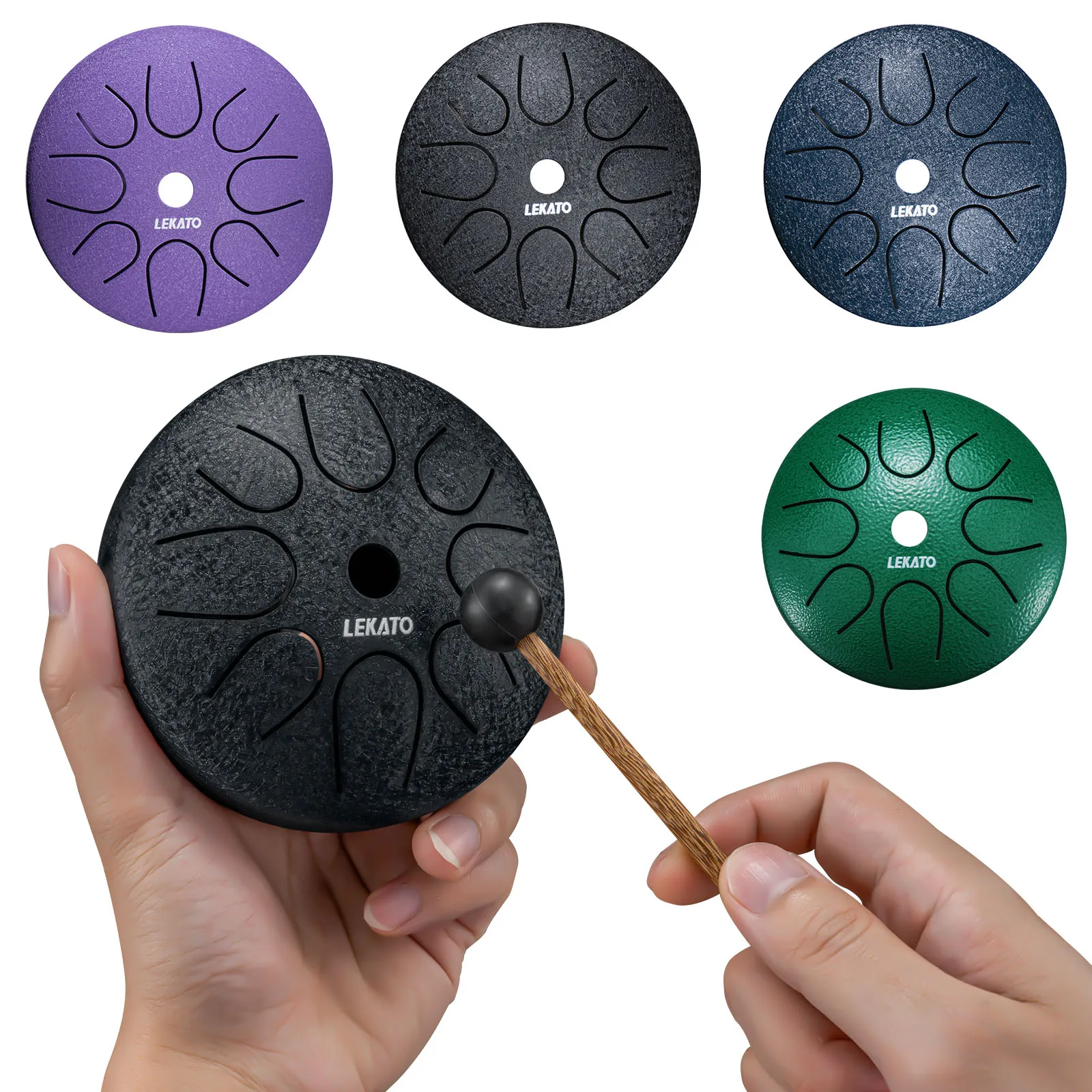 Steel Tongue Drum 4.5 Inch 8 Notes LEKATO Steel Alloy Drum  Major Beginner Drum Percussion for Musical Education Zen Meditation