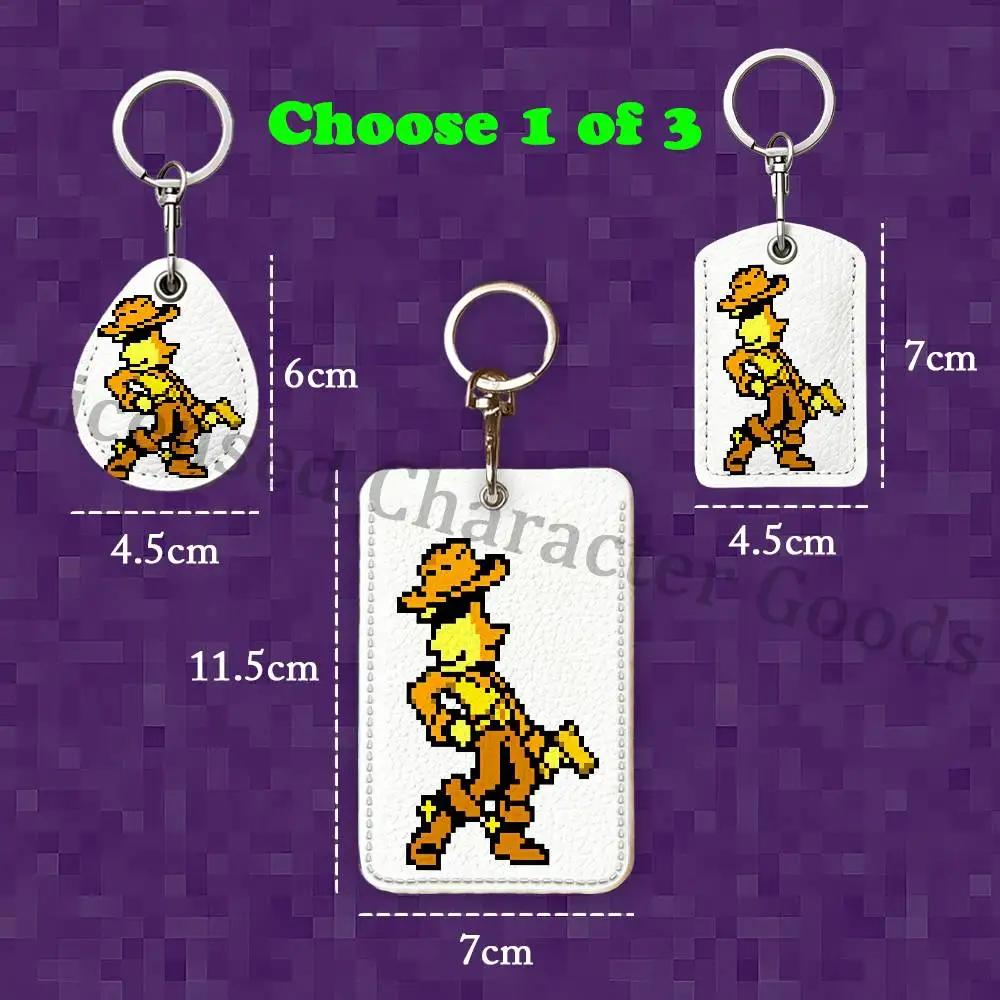 D-Deltarune Yellow Blue Blellow Rectangle Card Case Keychain Access Card Bag Key Tag Ring Leather Card Holder Key Ring Access view 6