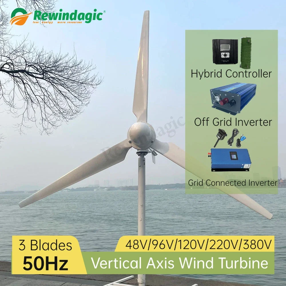 

20KW 30KW Wind Turbine Generator Complete Set 220V Magnet Motor Free Energy Windmill With Hybrid Controller Off Grid Inverter