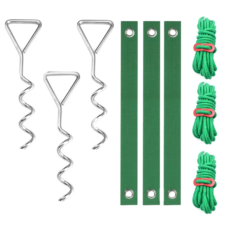 

Tree Stakes And Supports For Leaning Trees, 3Pcs 11.8Inch Spiral Tree Stake Kit With Tree Straps Anchor Ropes