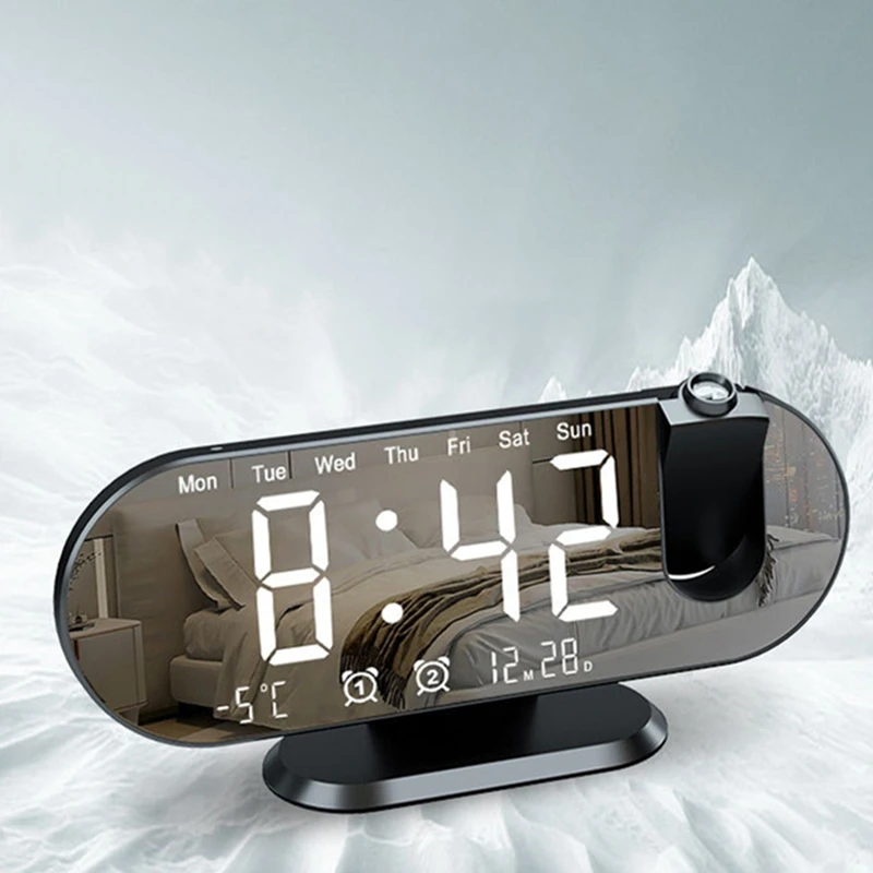 B34B-Mini 4K Clock Camera LED Digital Smart Alarm Clock Projection Supports Remote Viewing Mobile Detection Mini Camera