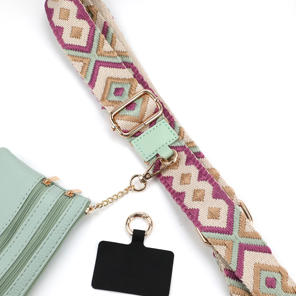 Adjustable Phone Strap With Zippered Pouch For Women Anti-lost Cellphone Lanyard Crossbody Necklace Cord Straps Bag Accessories