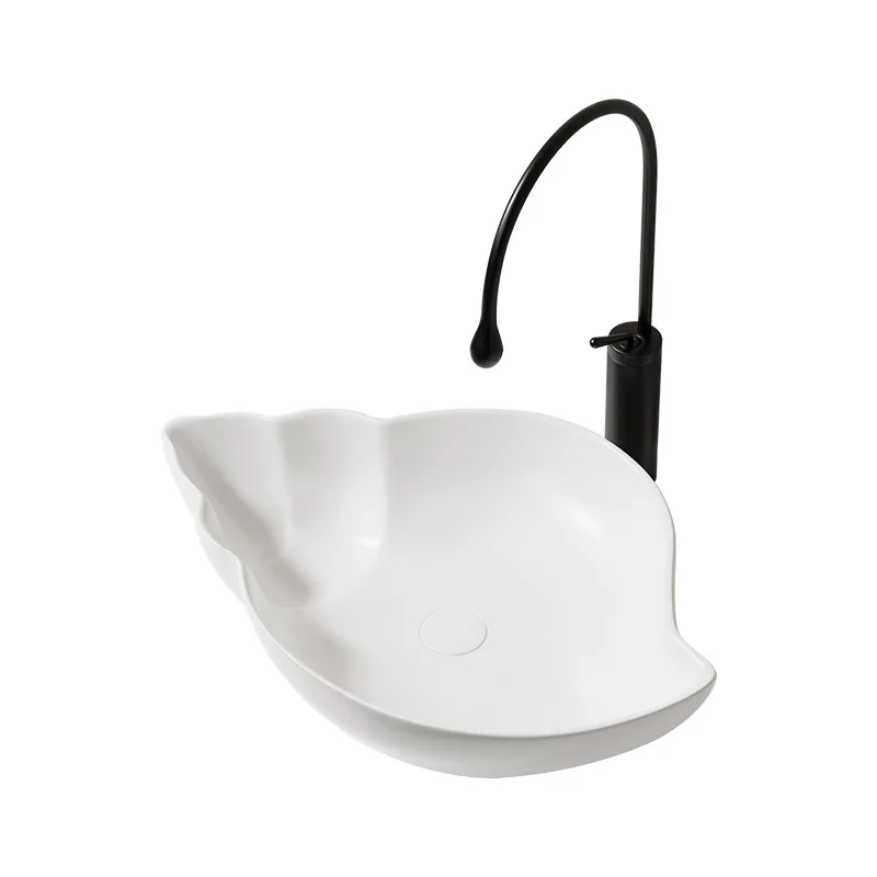 

Creative Conch Top Basin Ceramic Wash Basin Single Sink Balcony Cream Wind Art Basin