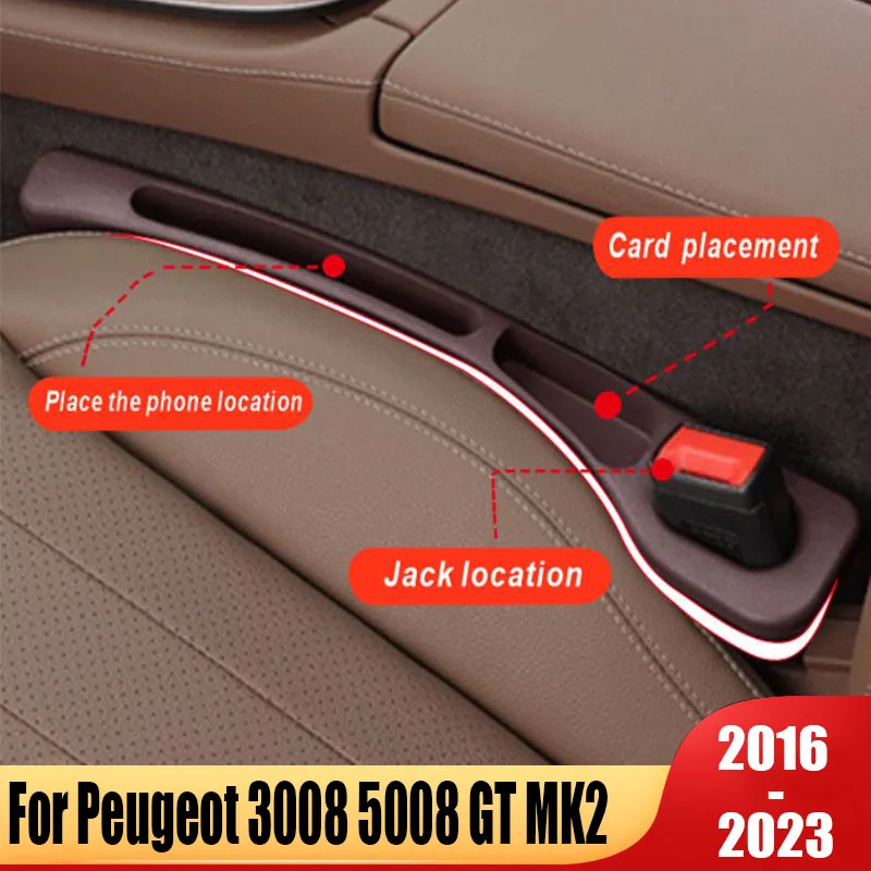 Car Seat Gap Filler With Slot Bendable Styling Storage Strip For Peugeot 3008 5008 GT 2016 2017~2022 2023 3008GT MK2 Accessories