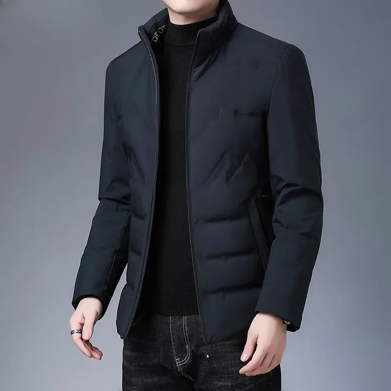 Stand-up Collar Down Jacket Winter New Men Solid Color Young and Middle-Aged Thicken Fashion Large Size Casual Outwear