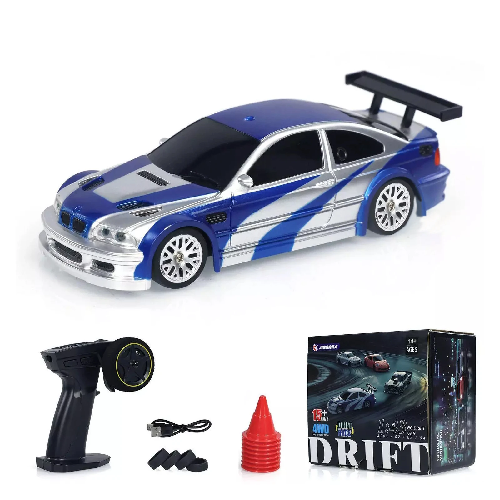 

RC 1/43 Scale Ready to Run Race Car Remote Control Drift Car 4WD Mini Toy Lights