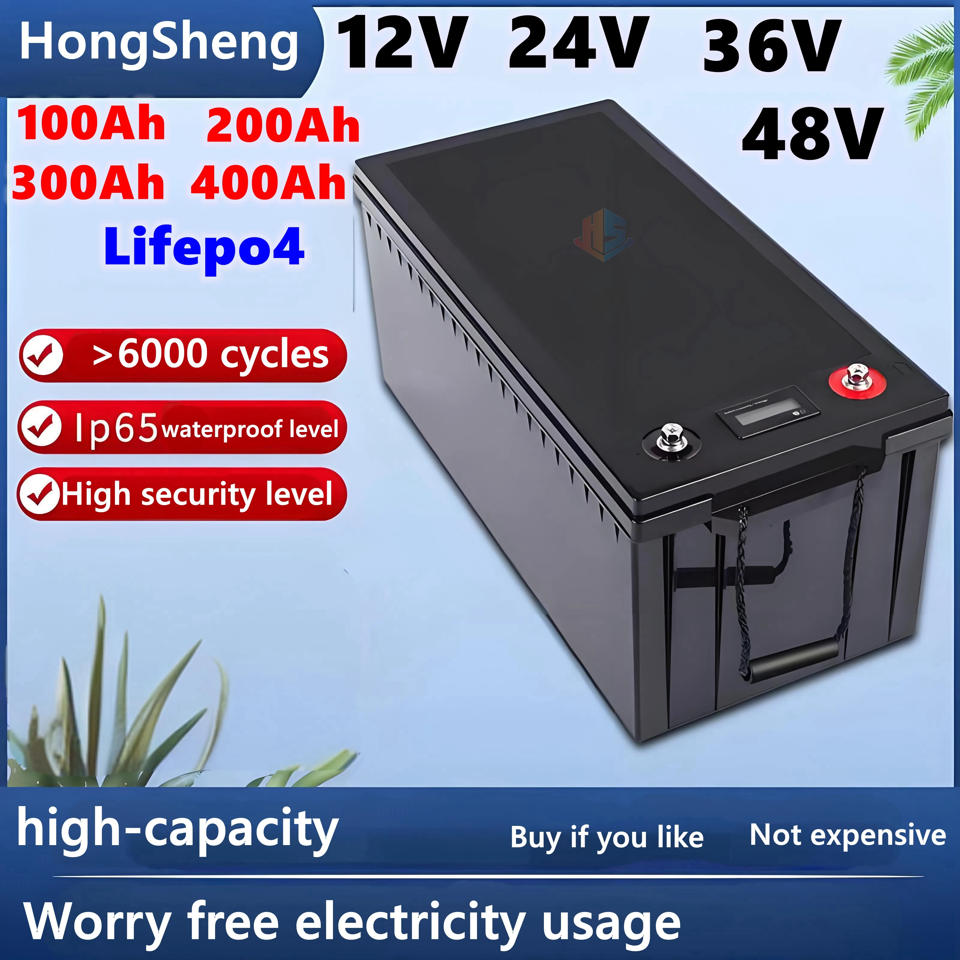 

HS 12V 200AH 300AH 400Ah 24V 150Ah 200Ah 36V 48V 100Ah Lifepo4 lithium battery eu deep cycle for car audio solar system boat