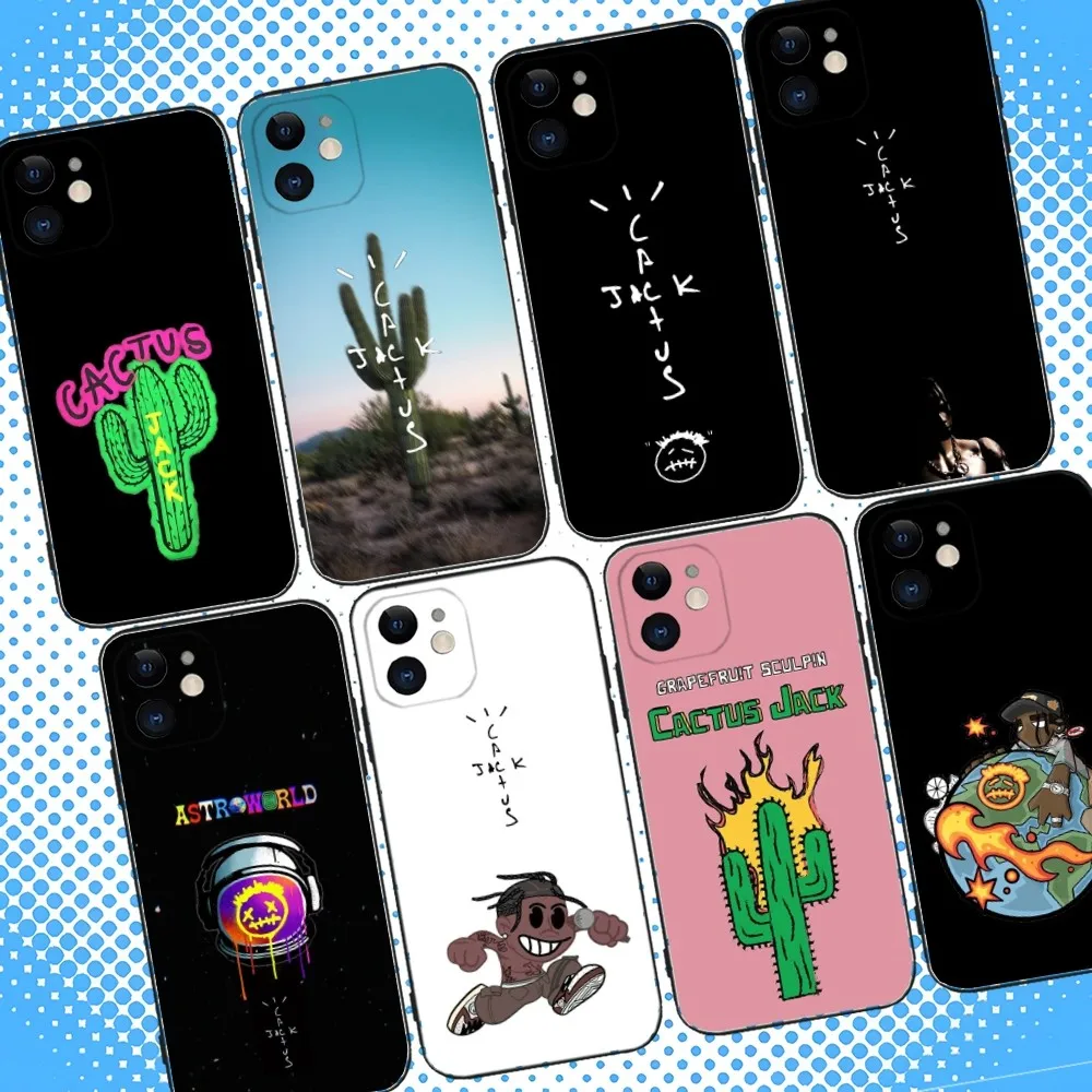 

T-TravisS Cactus Jack Scott Phone Case For iPhone 16,15,14,13,12,11,Pro,Max,Plus,X,XS,XR,SE,8,7,Mini,Soft Silicone Black Case