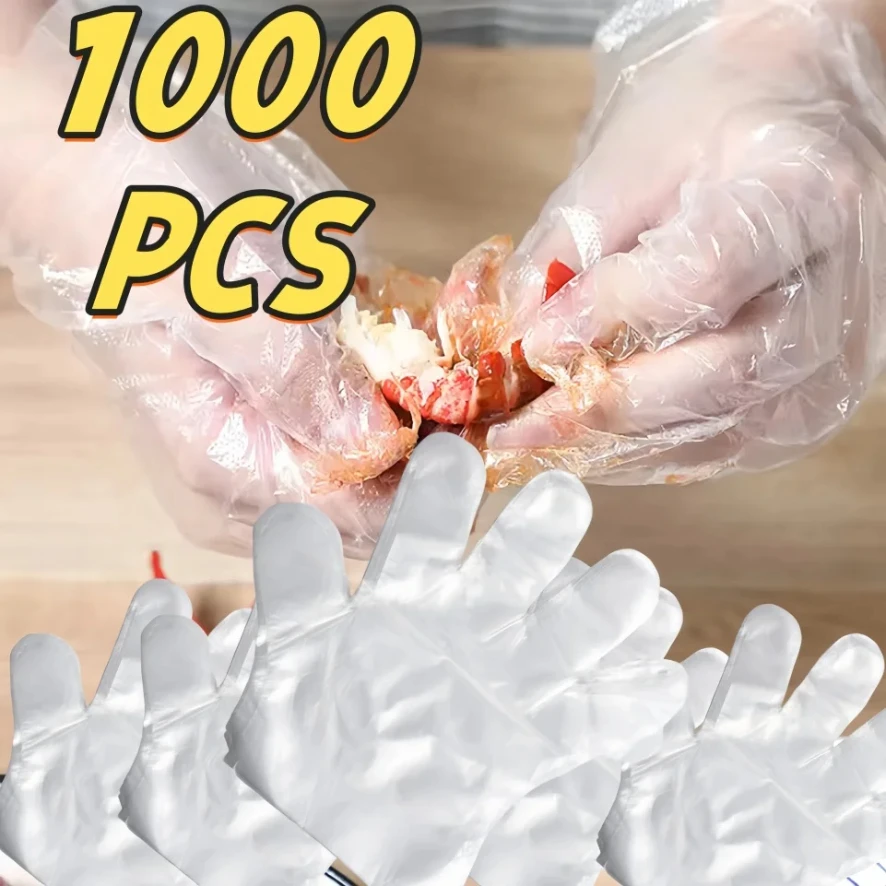 

Gloves Disposable Food Grade Plastic Transparent Gloves Plastic Waterproof Gloves for Kitchen Restaurant Fried Chicken BBQ