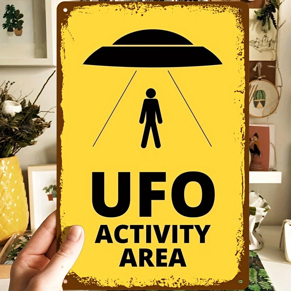 2026 A Classic Aluminum Plate Decorating Restaurants, Bars, Taverns, Cafes and Coffee Shops Depicts UFO Activity Area This Metal