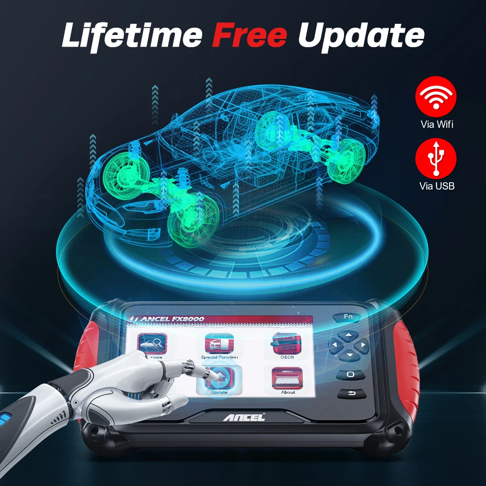 ANCEL FX8000 Strumento diagnostico per auto con sistema completo Scanner OBD2 automatico ABS EPB TPMS Reset olio Lettore di codici motore Aggiornamento gratuito a vita