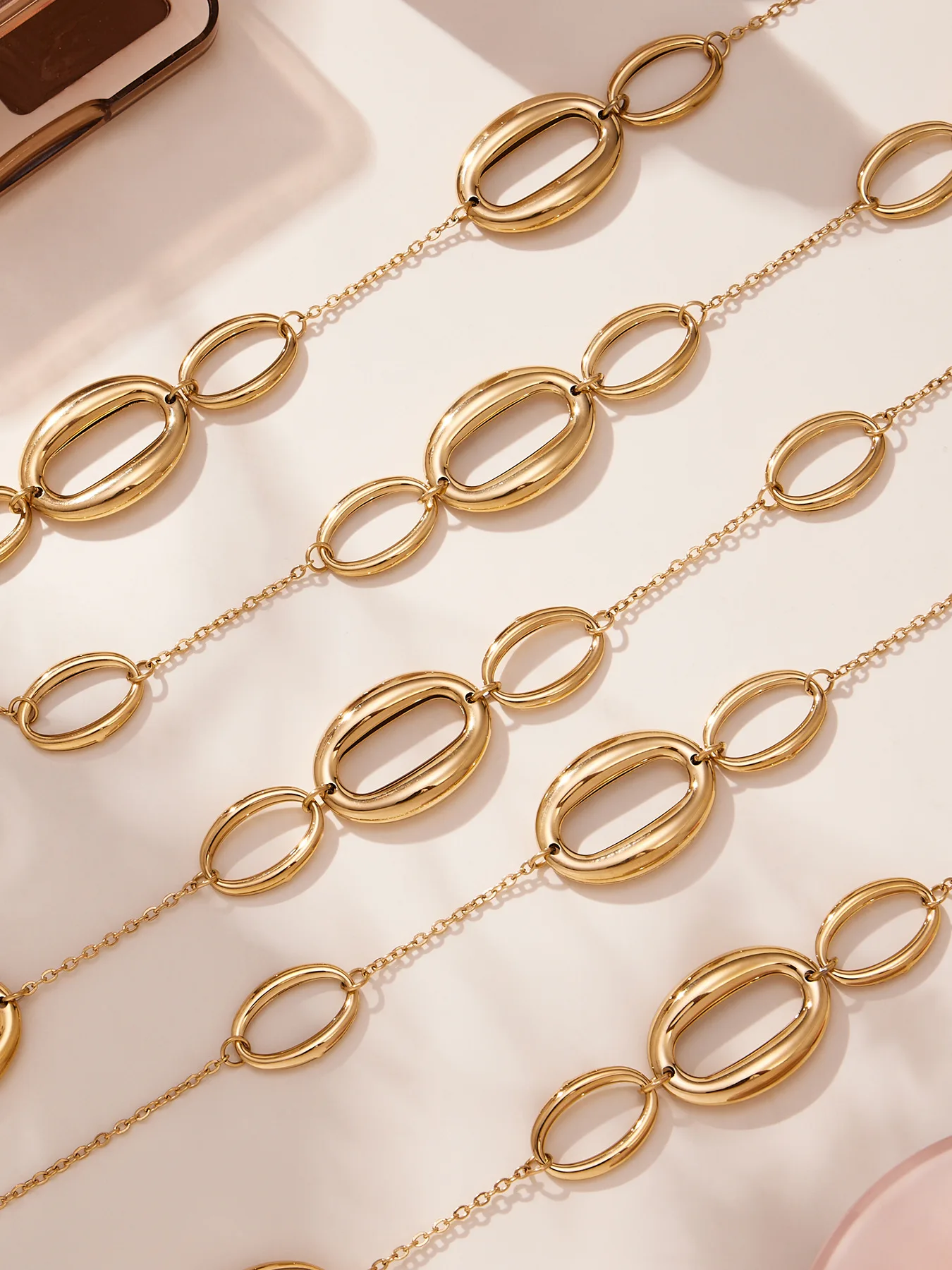 77 cm lange Gliederketten-Halsketten, 18 Karat vergoldet, wasserdicht, nicht anlaufend, Pulloverketten-Halskette aus Edelstahl für Damen – Detail 10