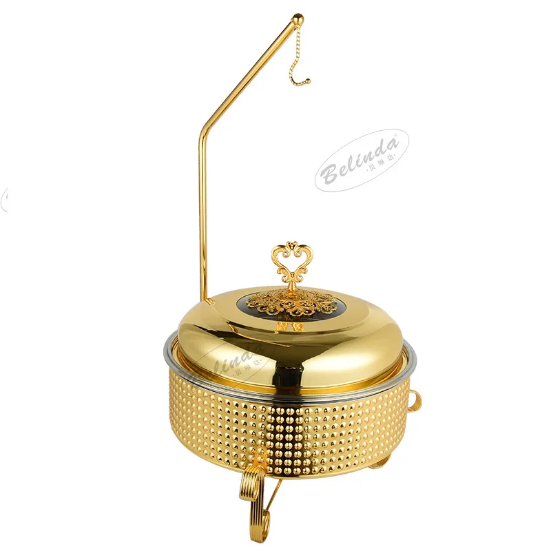 

Буфетная печь из нержавеющей стали, золотистая теплая спиртовая печь для овощей, ресторанная плита с подвесным крышкой на Ближнем Востоке