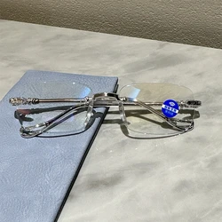 Gafas de lectura sin montura de lujo para mujer, anteojos ultraligeros a la moda, antiradiación, de alta definición, para presbicia + 1,0 + 1,5