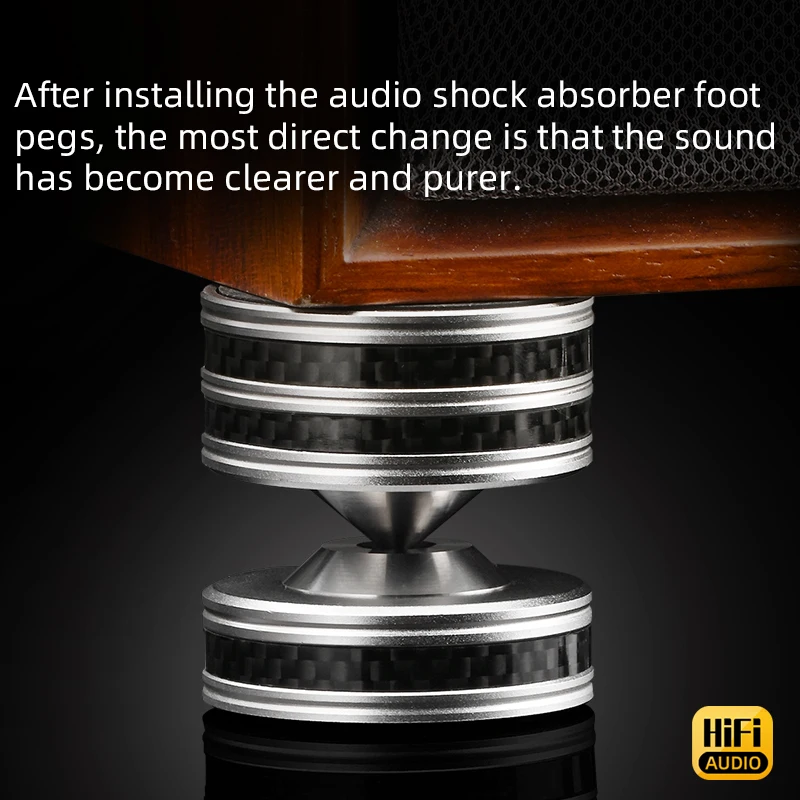 

ATAUDIO 4PCS Audio Shock Absorber Spikes Carbon Fiber Isolation Spikes Non-slip Stand Foot Pad Supported Loads Capacity 40kg
