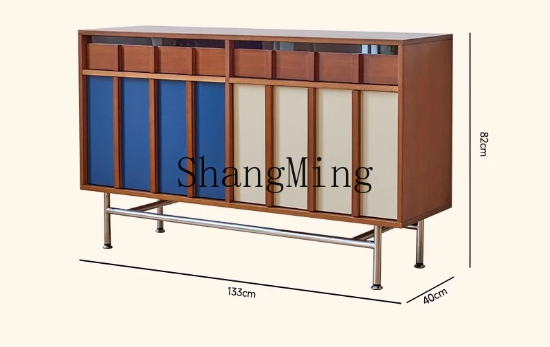 

CL Vintage Style Sofa Side Cabinet Small Apartment Living Room Wall-Mounted Side Storage Retro Solid Wood Storage Sideboard