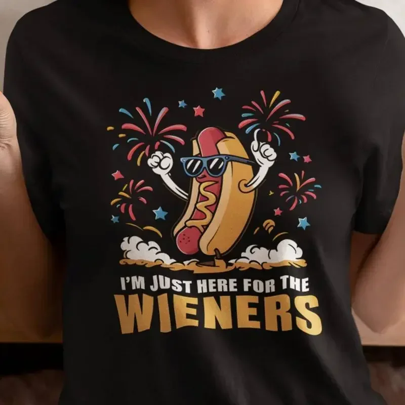 I'M Just Here For The Wieners T Shirt Hotdog Lover 4Th Of July Party