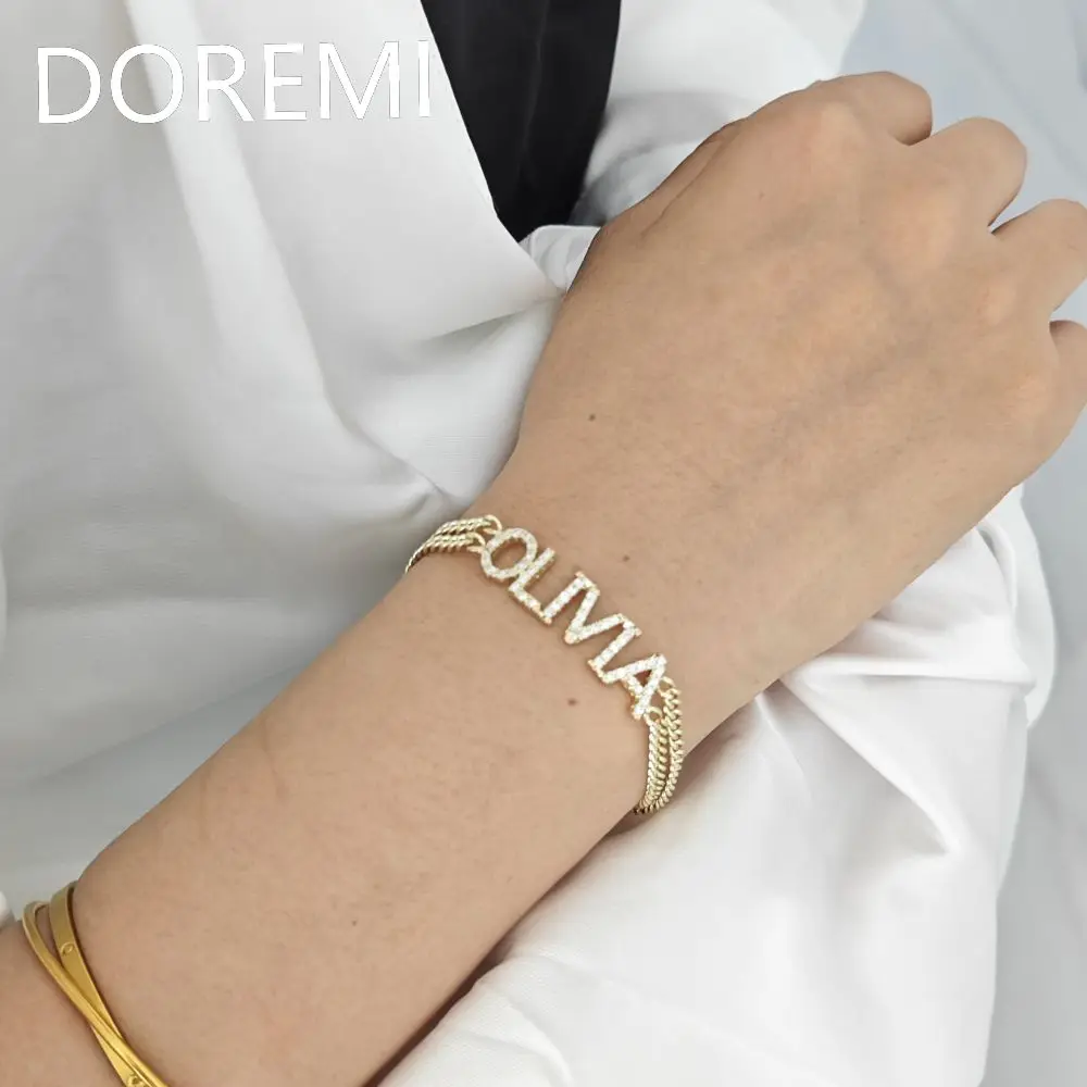 

DOREMI Women Exquisite Custom Jewelry DIY Initial Letter Personalized Double Chain Bracelets