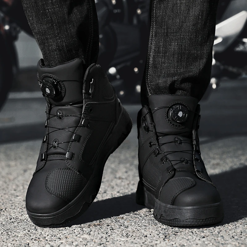 

Men's Riding Boots Motorcycle Waterproof Upper Riding Shoes Anti Slip Wear-resistant Sole Protective Shoes Fashionable Quality