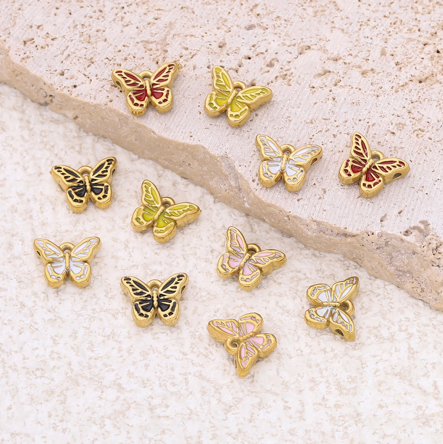 2 قطعة/الوحدة 304 الفولاذ المقاوم للصدأ فراشة شكل سحر المعلقات مجوهرات DIY اكسسوارات لصنع قلادة سوار أقراط