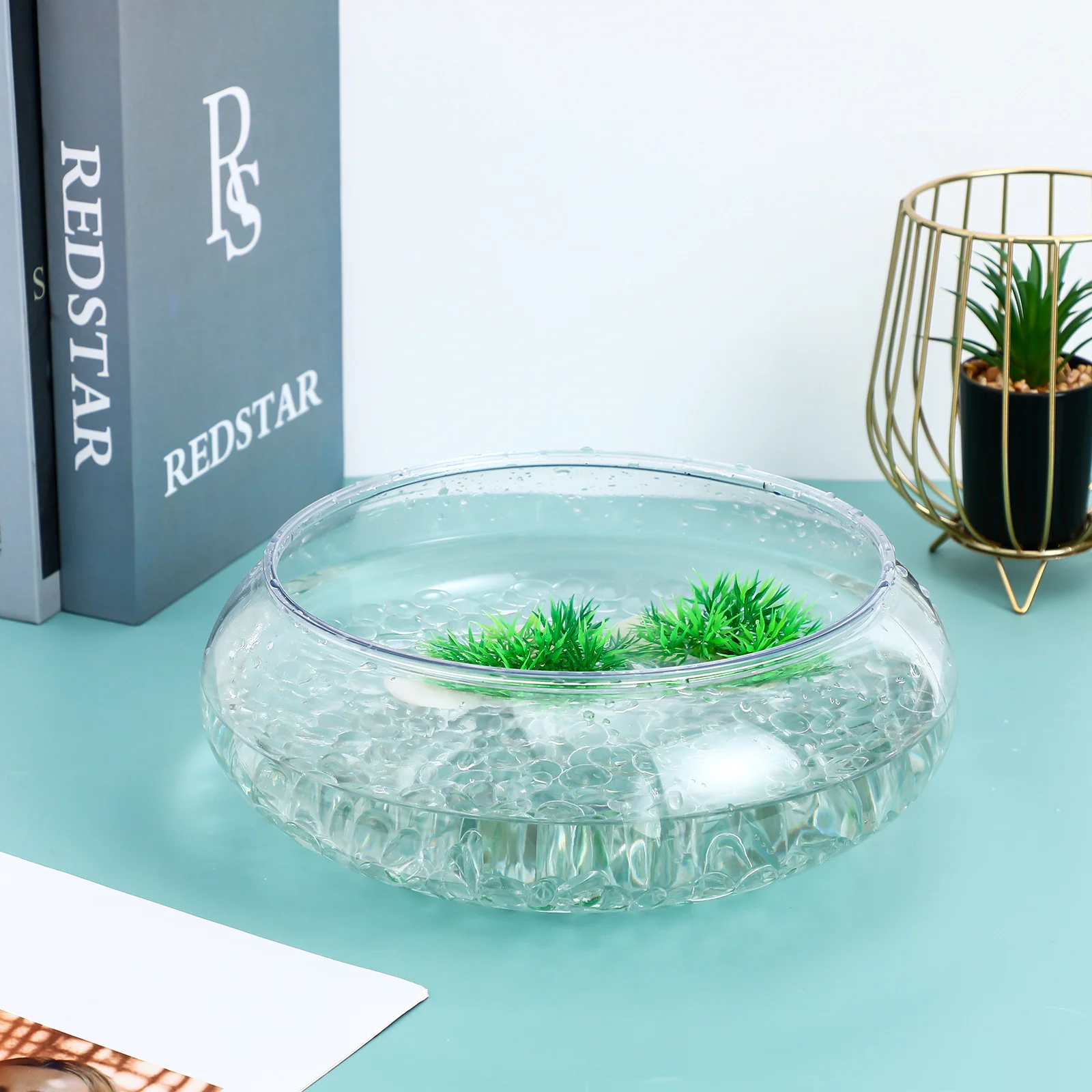 Klare Glasperlen, Vasenfüller, Steine, flache Murmeln, dekorative Aquarium-Garten-Mittelstücke, robust, transparent, glatt